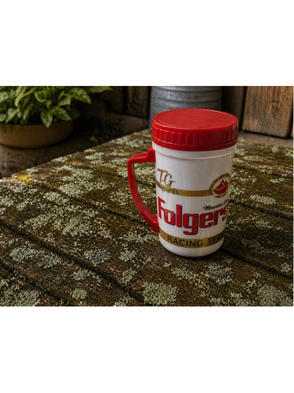 Vintage Tim Richmond Folgers Racing Mug NASCAR 80s Thermos